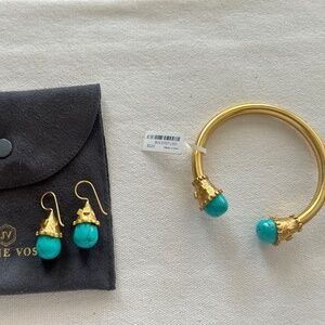 Julie Vos cuff bracelet and matching earrings